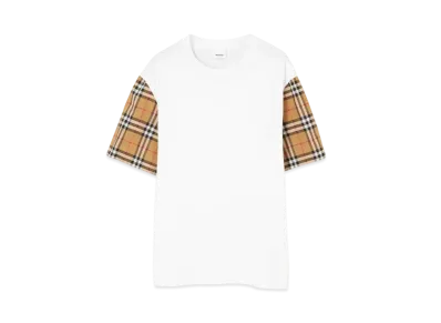 Burberry Check Sleeve Cotton T-shirt "White"