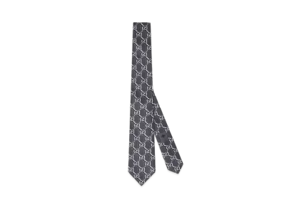 GUCCI Silk Tie with GG Shadow "Dark Grey"