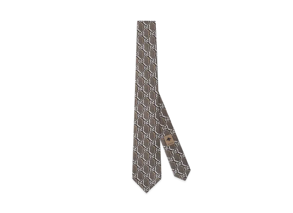 GUCCI Silk Tie with GG Shadow "Beige"
