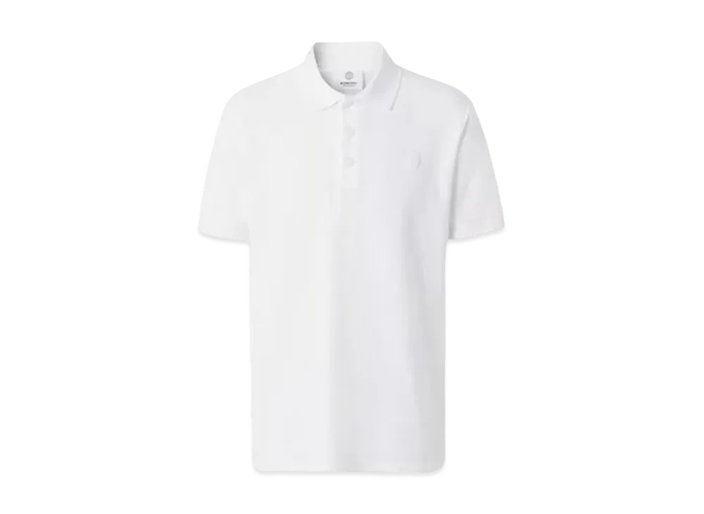Burberry Men's Monogram Motif Cotton Pique Polo Shirt "White"