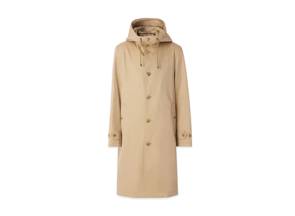 Burberry Men's Cotton Gabardine Hooded Car Coat "Honey"