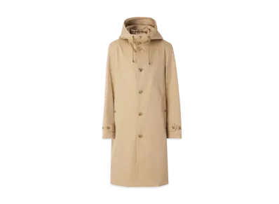 Burberry Men's Cotton Gabardine Hooded Car Coat "Honey"