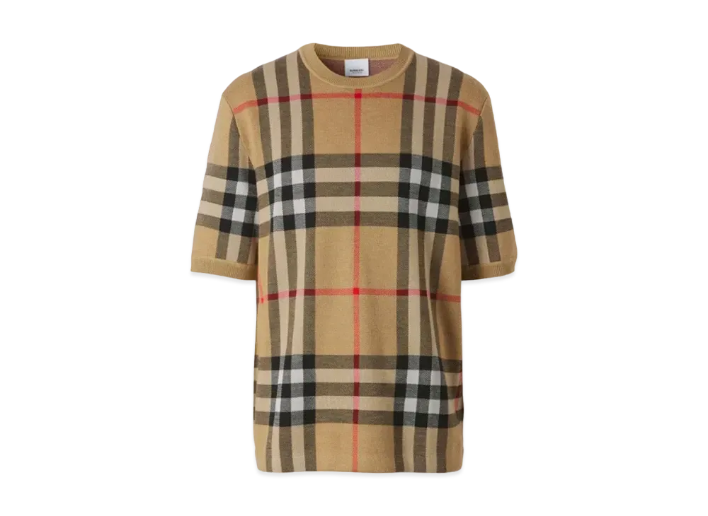 Burberry Men's Check Silk Wool T-shirt "Archive Beige"
