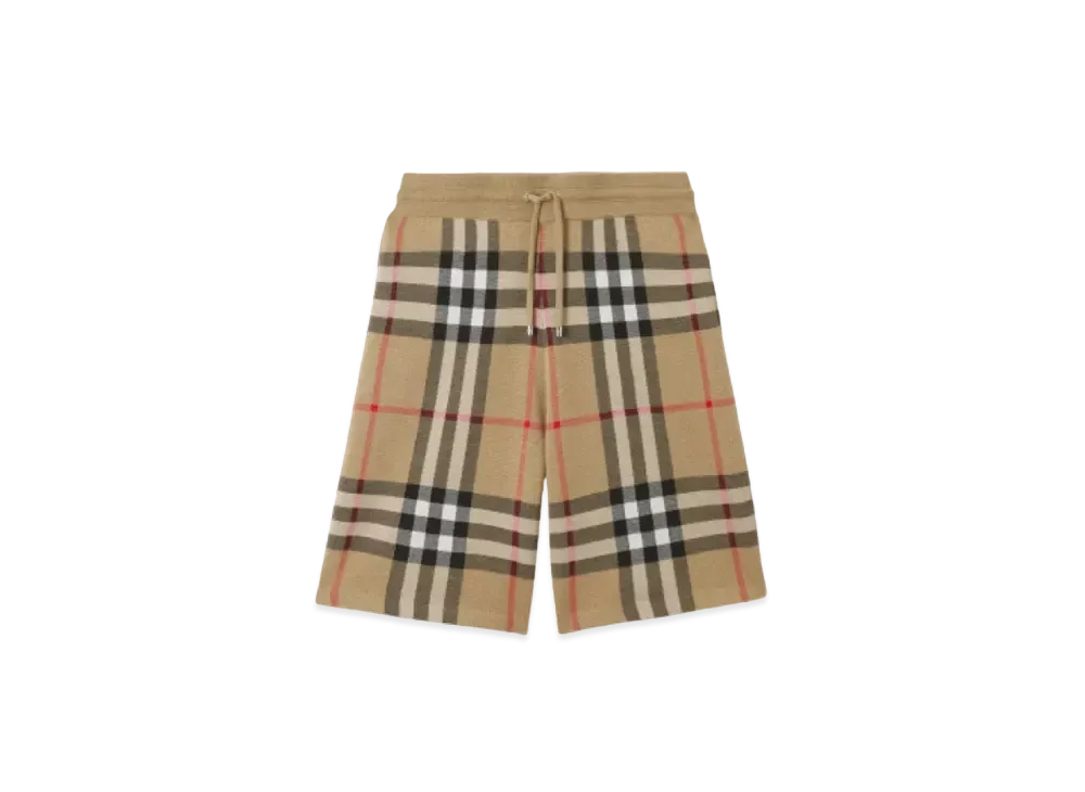 Burberry Men's Check Silk Wool Shorts "Archive Beige"