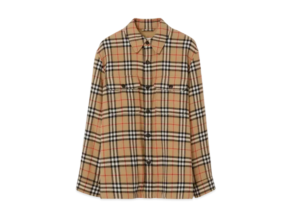 Burberry Men's Vintage Check Wool Cotton Overshirt "Archive Beige"