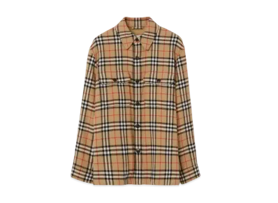 Burberry Men's Vintage Check Wool Cotton Overshirt "Archive Beige"