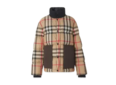 Burberry Men's Check Puffer Jacket "Archive Beige"