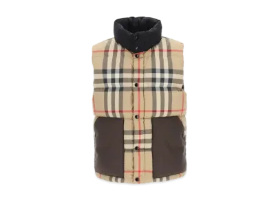 Burberry Men's Check Recycled Puffer Gilet "Archive Beige"