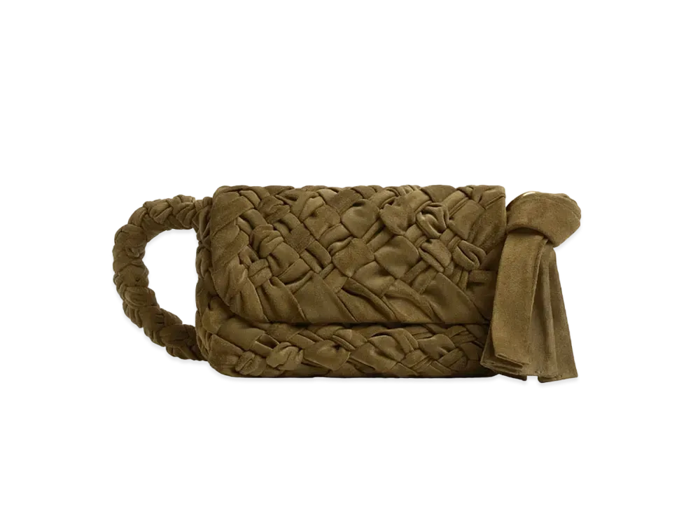 Bottega Veneta Kalimero Citta Intrecciato Suede "Olive Oil"