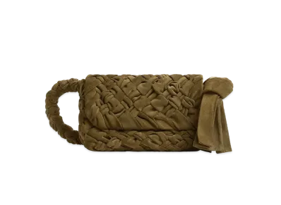 Bottega Veneta Kalimero Citta Intrecciato Suede "Olive Oil"