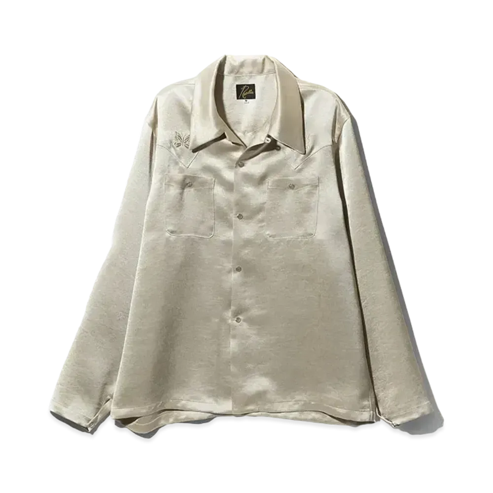 Needles L/S Cowboy One-Up Shirt - Poly Sateen "White"
