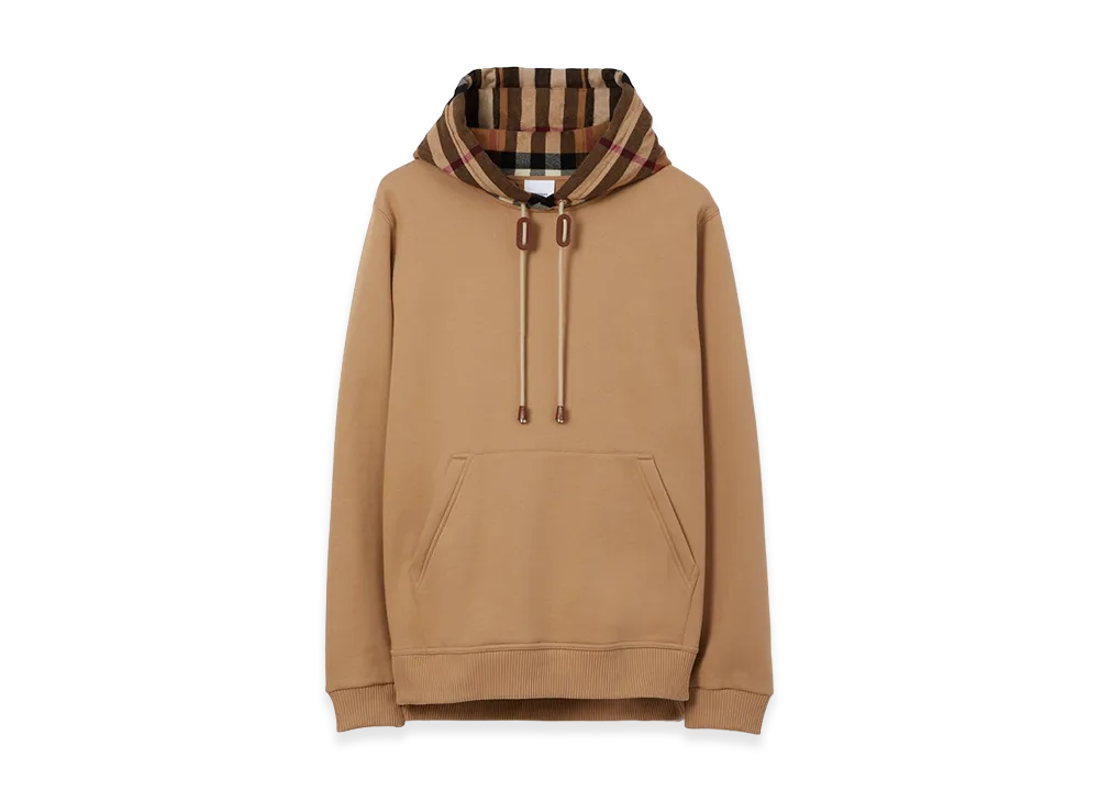 Burberry Check Trim Cotton Blend Hoodie "Camel"