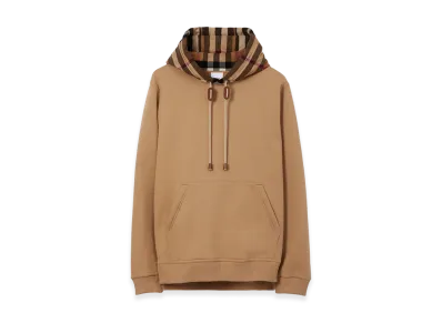 Burberry Check Trim Cotton Blend Hoodie "Camel"