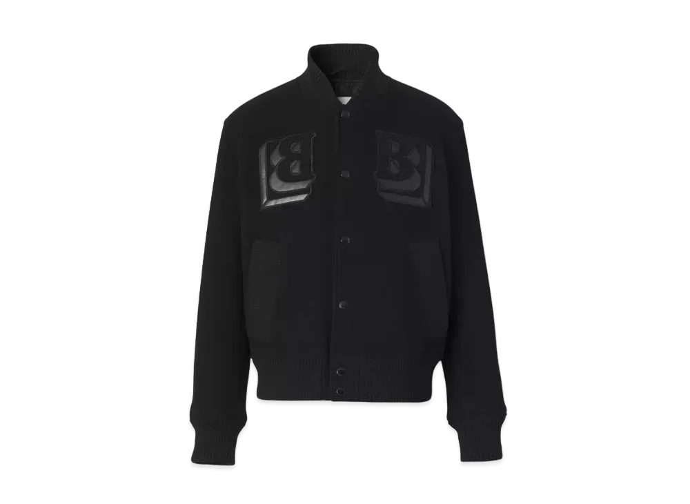 Burberry Men's Letter Graphic Technical Wool Varsity Jacket Men's "Black"