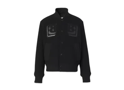 Burberry Men's Letter Graphic Technical Wool Varsity Jacket Men's "Black"