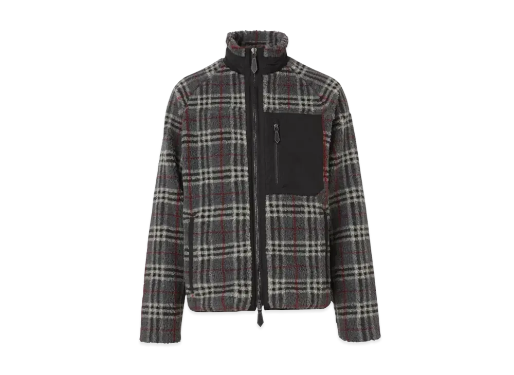 Burberry Men's Vintage Check Fleece Jacket "Dark Charcoal"