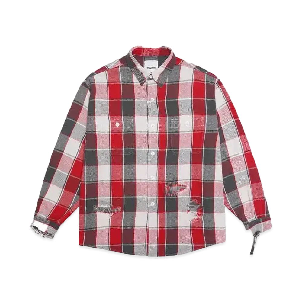 BOW WOW REPAIR AGEING FLANNEL SHIRTS "RED DAMAGE"