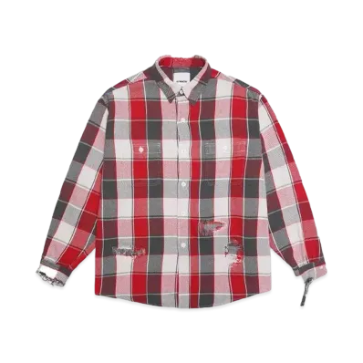 BOW WOW REPAIR AGEING FLANNEL SHIRTS "RED DAMAGE"