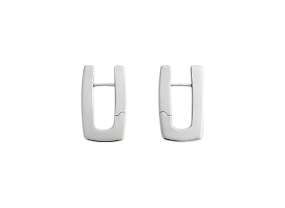 Bottega Veneta Shape Hoop Earrings "Silver"