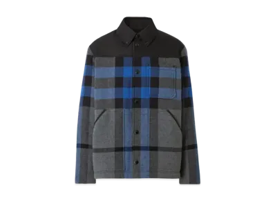Burberry Men's Corwin Check Wool Blend Jacket "Oceanic Blue"