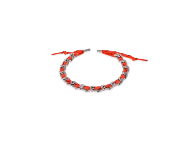 BALENCIAGA Malibu Gourmette Choker "Antique Silver/Neon Orange"