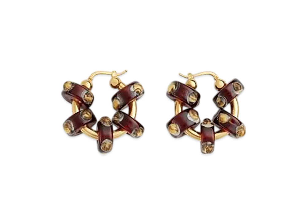 Bottega Veneta Slice Glass Earrings "Burnt Orange/Off White"