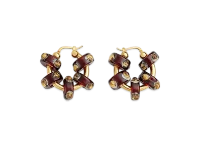Bottega Veneta Slice Glass Earrings "Burnt Orange/Off White"