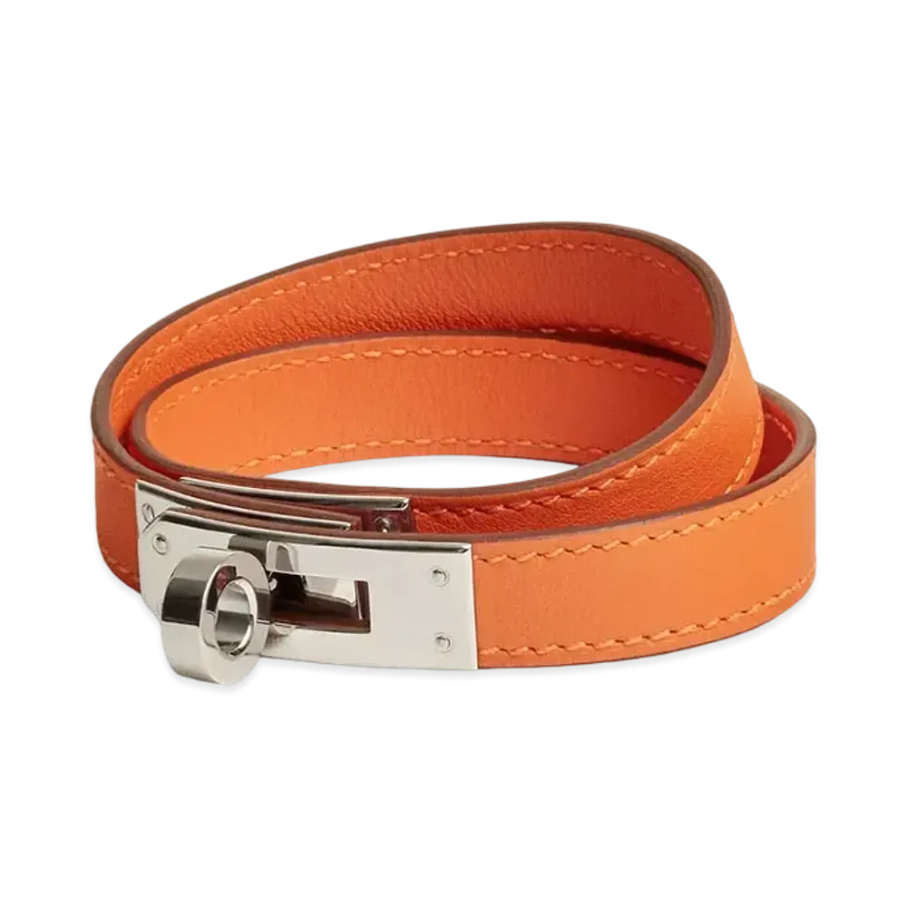 Hermes Kelly Double Tour Bracelet "Orange/Palladium"