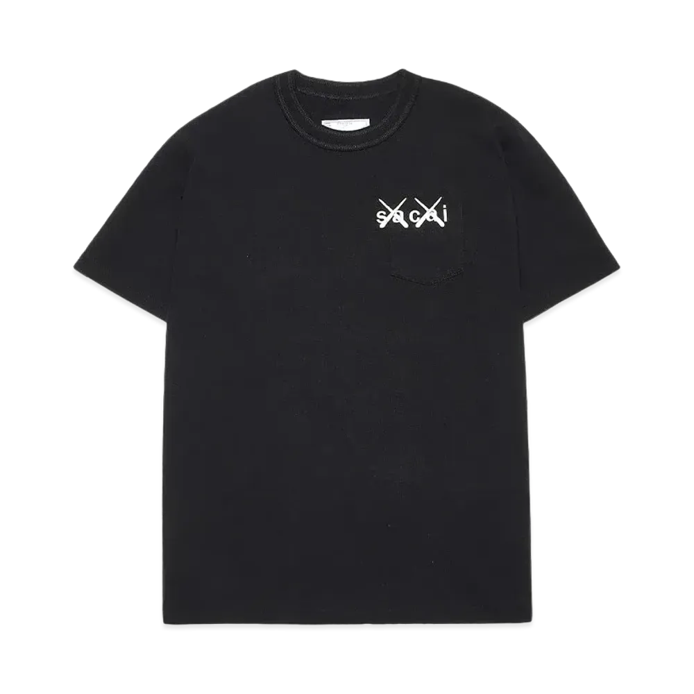 sacai KAWS Embroidery T-Shirt "Black White"