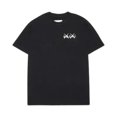 sacai KAWS Embroidery T-Shirt "Black White"