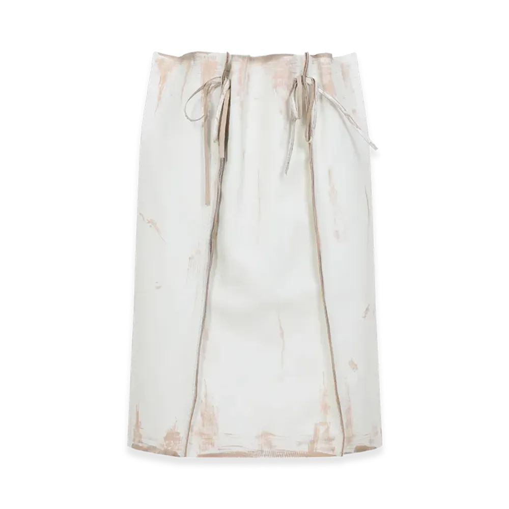 PRADA Women's Calf Leather Midi Skirt "White"