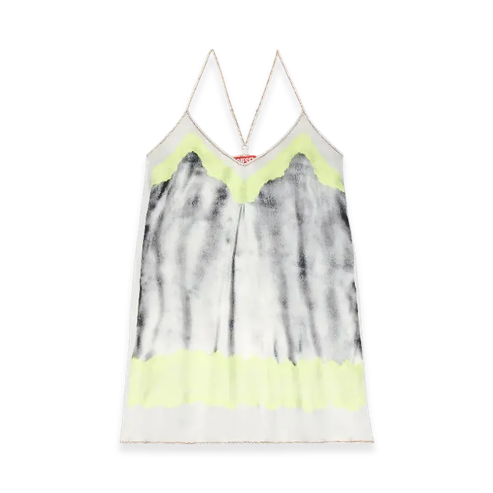 Diesel D-Esire Slip Dress With Trompe LOeil Slip "Gray Yellow"