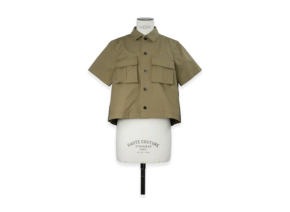 sacai Women's Cotton Weather Shirt "Beige/Dark Khaki"