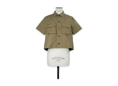 sacai Women's Cotton Weather Shirt "Beige/Dark Khaki"