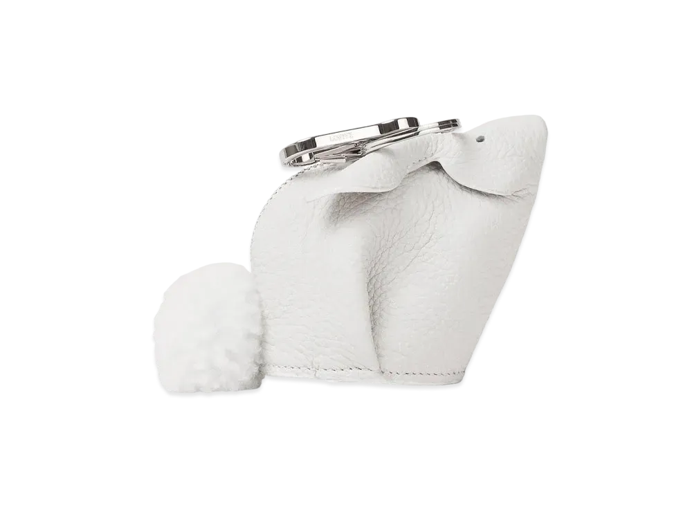 LOEWE Bunny Charm In Grained Calfskin And Shearling "White"