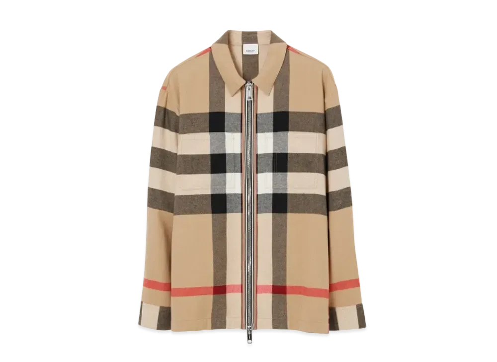 Burberry Men's Check Wool Cotton Overshirt "Archive Beige"