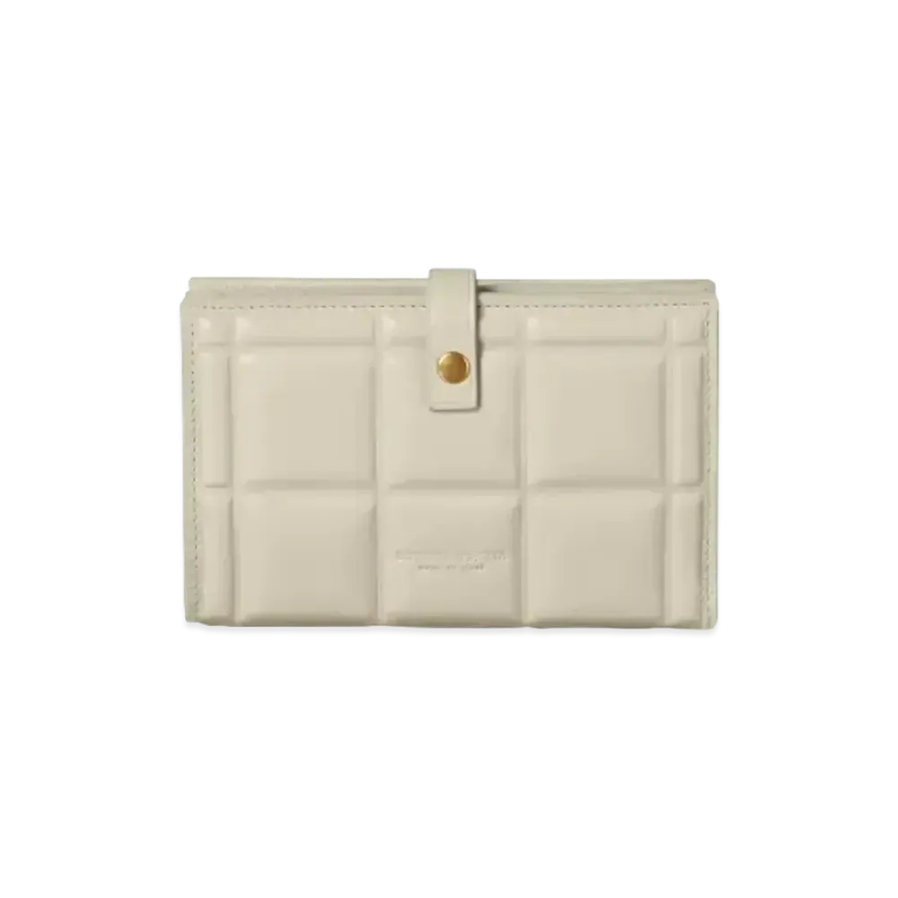 Bottega Veneta Padded Calfskin Bi-fold Button Medium Wallet "Plaster"