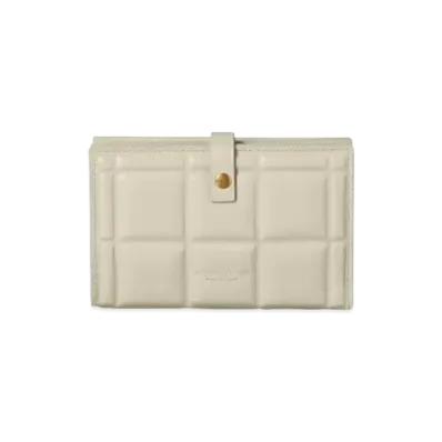 Bottega Veneta Padded Calfskin Bi-fold Button Medium Wallet "Plaster"