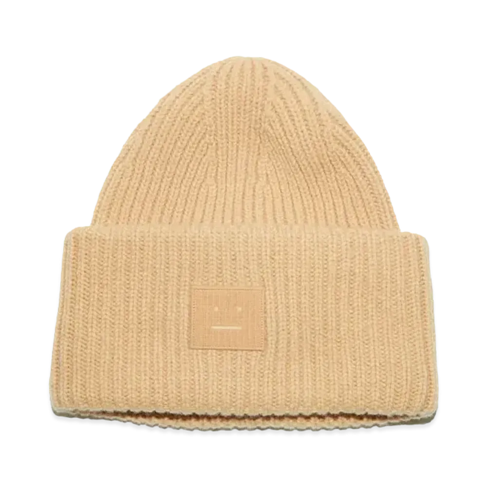 Acne Studios Large Face Logo Beanie "Biscuit Beige"