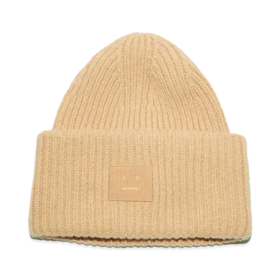 Acne Studios Large Face Logo Beanie "Biscuit Beige"