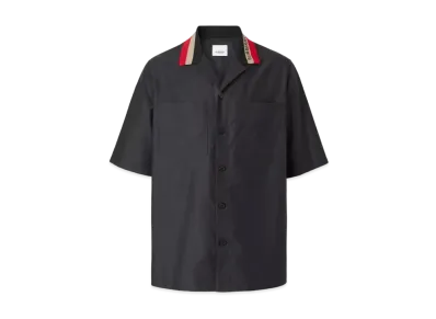Burberry Men's Short Sleeve Logo Detailed Cotton Shirt "Black"