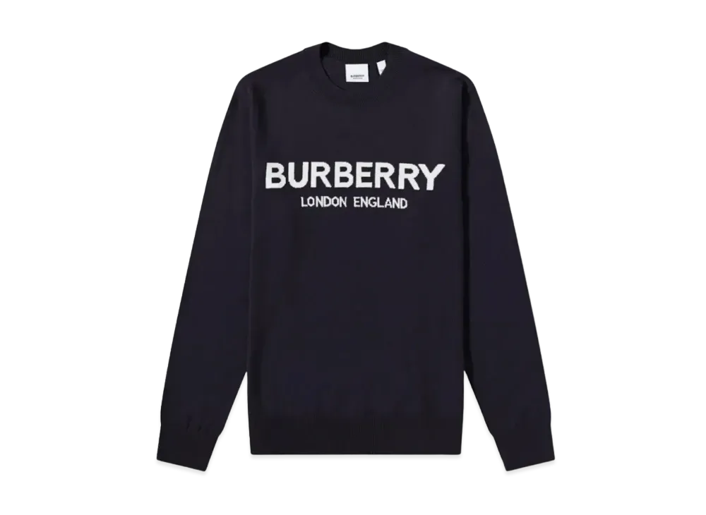 Burberry Men's Fennel Logo Intarsia Knit "Coal Blue"
