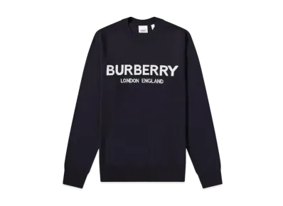Burberry Men's Fennel Logo Intarsia Knit "Coal Blue"