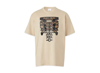 Burberry Men's Logo Print Cotton Oversized T-shirt "Soft Fawn"