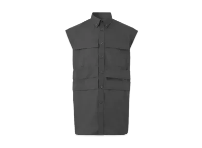 Burberry Men's Panel Detail Sleeveless Cotton Poplin Shirt "Black"