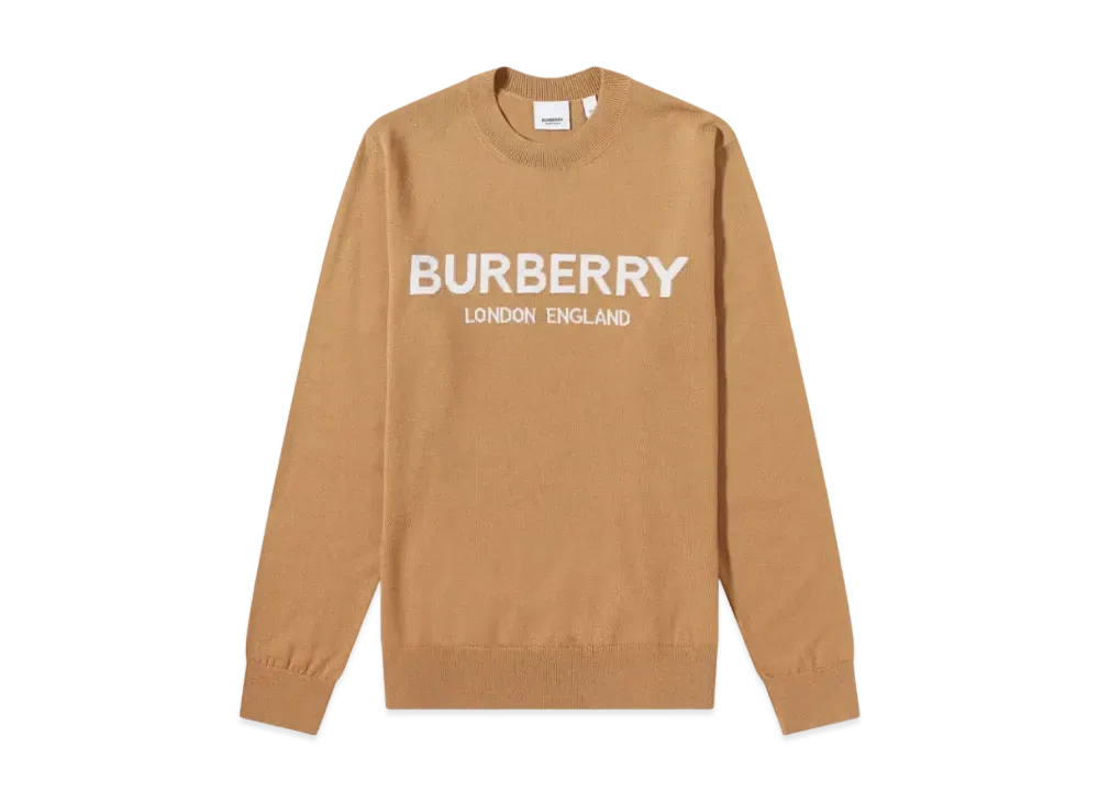 Burberry Men's Fennel Logo Intarsia Knit "Camel"