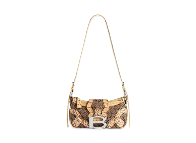 BALENCIAGA Essex Small Shoulder Bag "Ebony/Beige/Mustard"