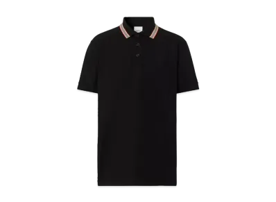 Burberry Men's Icon Stripe Collar Polo Shirt "Black"
