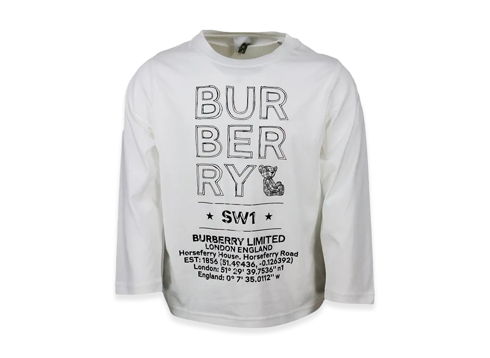 Burberry Kids Long Sleeve T-Shirts "White"