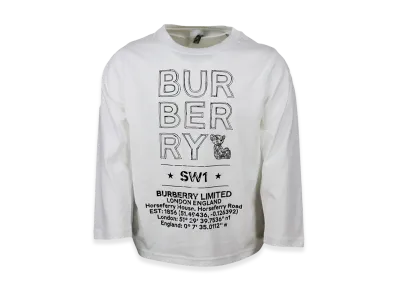 Burberry Kids Long Sleeve T-Shirts "White"